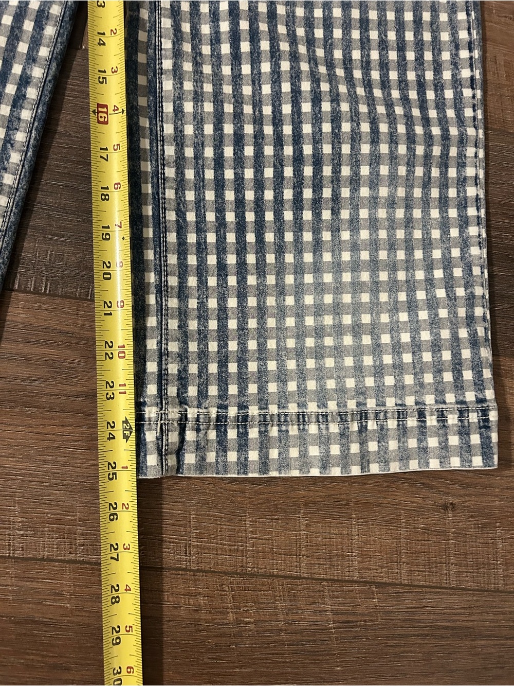 Women’s Pilcro Blue Checked “the Skipper” Wide-Leg Jeans - Picture 2 of 9